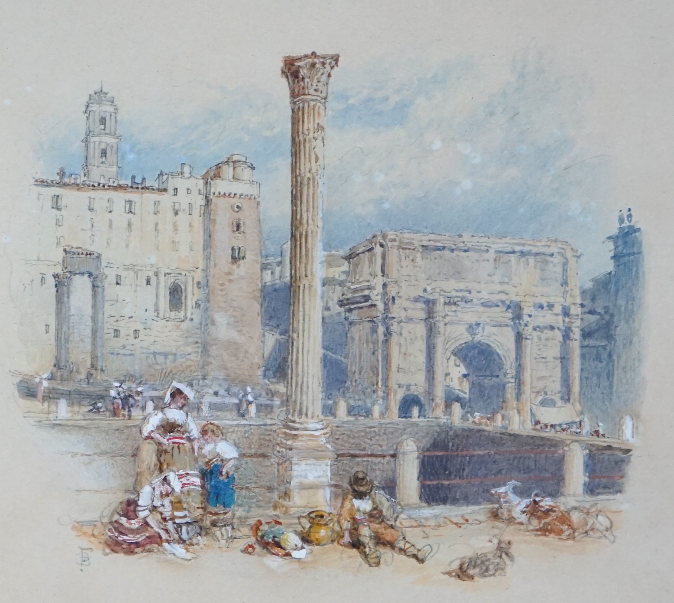 Myles Birket Foster RWS (1825-1899), The Forum - Rome, watercolour, 15 x 19cm